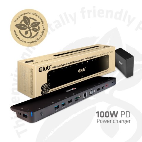 CLUB3D CSV-1564W100 stacja dokująca Dokujący USB 3.2 Gen 1 (3.1 Gen 1) Type-C Czarny CLUB3D CSV-1564W100 stacja dokująca Dokujący USB 3.2 Gen 1 (3.1 Gen 1) Type-C Czarny