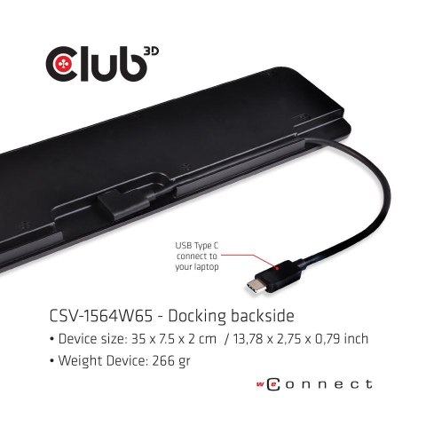 CLUB3D CSV-1564W65 stacja dokująca Dokujący USB 3.2 Gen 1 (3.1 Gen 1) Type-C Czarny CLUB3D CSV-1564W65 stacja dokująca Dokujący USB 3.2 Gen 1 (3.1 Gen 1) Type-C Czarny