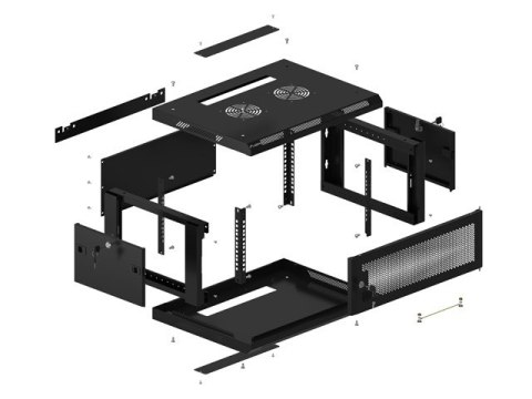 SZAFA INSTALACYJNA RACK WISZĄCA 19" 4U 600X450 CZARNA DRZWI PERFOROWANE LANBERG (FLAT PACK) SZAFA INSTALACYJNA RACK WISZĄCA 19" 4U 600X450 CZARNA DRZWI PERFOROWANE LANBERG (FLAT PACK)
