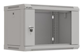 Szafa instalacyjna rack wisząca 19" 6U 540x350 szara drzwi przeszklone Lanberg (Flat Pack)