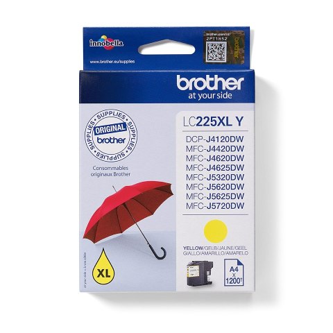 Brother LC-225XLY nabój z tuszem 1 szt. Oryginalny Wysoka (XL) wydajność Żółty Brother LC-225XLY nabój z tuszem 1 szt. Oryginalny Wysoka (XL) wydajność Żółty