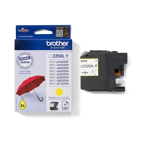 Brother LC-225XLY nabój z tuszem 1 szt. Oryginalny Wysoka (XL) wydajność Żółty Brother LC-225XLY nabój z tuszem 1 szt. Oryginalny Wysoka (XL) wydajność Żółty