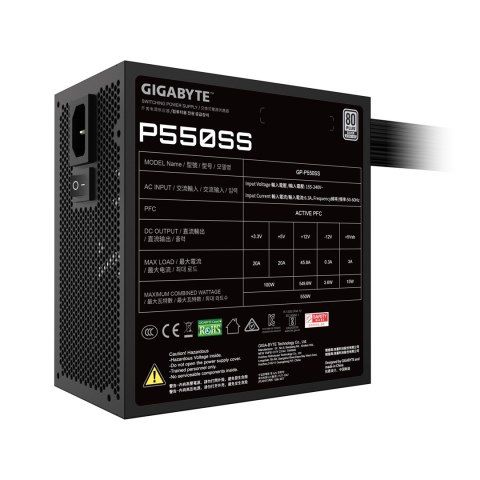 GIGABYTE P550SS moduł zasilaczy 550 W 20+4 pin ATX ATX Czarny GIGABYTE P550SS moduł zasilaczy 550 W 20+4 pin ATX ATX Czarny