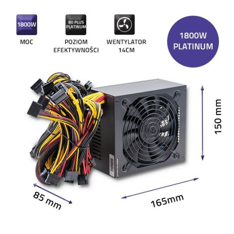 QOLTEC ZASILACZ ATX 1800W | 80 PLUS PLATINUM | GAMING MINER QOLTEC ZASILACZ ATX 1800W | 80 PLUS PLATINUM | GAMING MINER