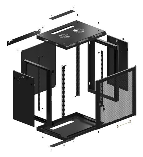 SZAFA INSTALACYJNA RACK WISZĄCA 19" 12U 600X450 CZARNA DRZWI PERFOROWANE LANBERG (FLAT PACK) SZAFA INSTALACYJNA RACK WISZĄCA 19" 12U 600X450 CZARNA DRZWI PERFOROWANE LANBERG (FLAT PACK)