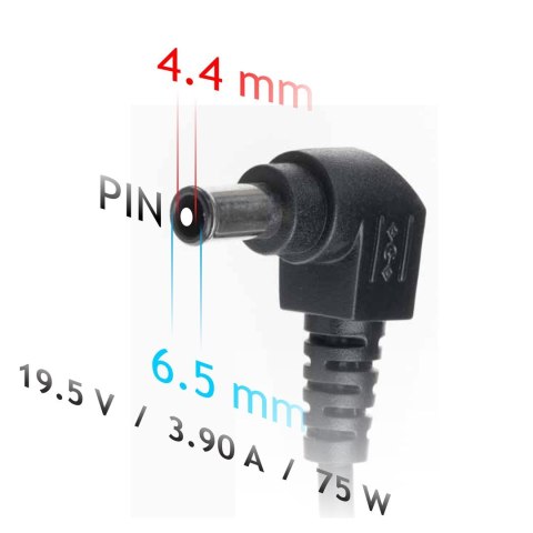 Zasilacz sieciowy Akyga AK-ND-19 do notebooka Sony (19,5 V; 3,9 A; 75W; 6.5 mm x 4.4 mm) Zasilacz sieciowy Akyga AK-ND-19 do notebooka Sony (19,5 V; 3,9 A; 75W; 6.5 mm x 4.4 mm)