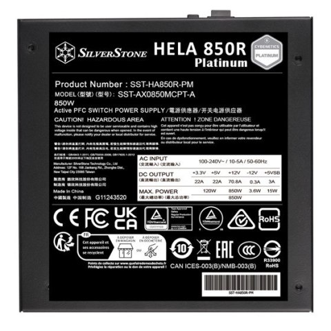 Silverstone HELA 850R Platinum moduł zasilaczy 850 W 20+4 pin ATX ATX Czarny Silverstone HELA 850R Platinum moduł zasilaczy 850 W 20+4 pin ATX ATX Czarny