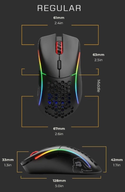 Glorious PC Gaming Race Model D myszka Po prawej stronie USB Typu-A Optyczny 12000 DPI Glorious PC Gaming Race Model D myszka Po prawej stronie USB Typu-A Optyczny 12000 DPI