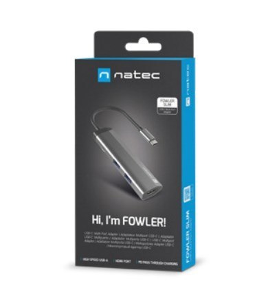 NATEC Fowler Slim Przewodowa USB 3.2 Gen 1 (3.1 Gen 1) Type-C Czarny, Chrom NATEC Fowler Slim Przewodowa USB 3.2 Gen 1 (3.1 Gen 1) Type-C Czarny, Chrom