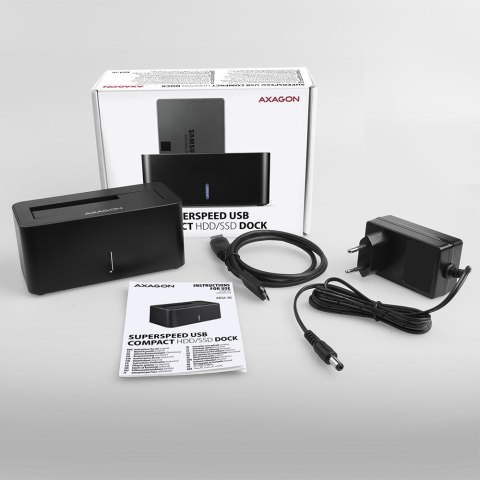 Axagon ADSA-SN stacja dokująca do dysków twardych USB 3.2 Gen 1 (3.1 Gen 1) Type-A Czarny Axagon ADSA-SN stacja dokująca do dysków twardych USB 3.2 Gen 1 (3.1 Gen 1) Type-A Czarny