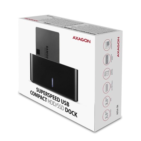 Axagon ADSA-SN stacja dokująca do dysków twardych USB 3.2 Gen 1 (3.1 Gen 1) Type-A Czarny Axagon ADSA-SN stacja dokująca do dysków twardych USB 3.2 Gen 1 (3.1 Gen 1) Type-A Czarny