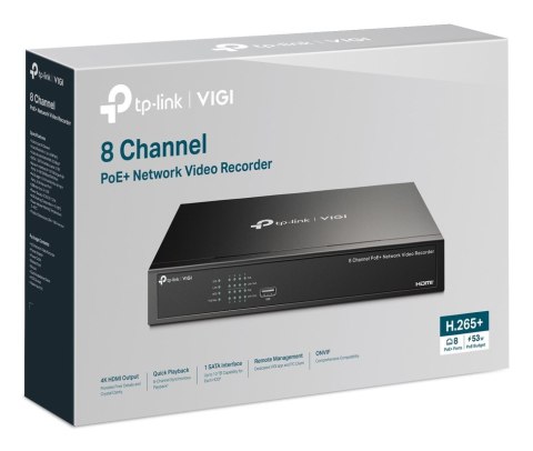Rejestrator sieciowy TP-LINK VIGI NVR1008H-8P, 8 kanałów PoE+ Rejestrator sieciowy TP-LINK VIGI NVR1008H-8P, 8 kanałów PoE+