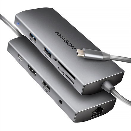 AXAGON HMC-8HLSA Wieloportowy koncentrator USB-C 3.2 Gen 1, 3x USB-A + 4K/60Hz HDMI + SD/microSD, Gigabit LAN, Audio, PD 100W - AXAGON HMC-8HLSA Wieloportowy koncentrator USB-C 3.2 Gen 1, 3x USB-A + 4K/60Hz HDMI + SD/microSD, Gigabit LAN, Audio, PD 100W -