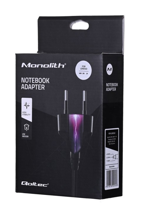 Zasilacz Qoltec 50056.40W do notebooka Lenovo (20 V; 2,0 A; 40W; 5.5 mm x 2.5 mm) Zasilacz Qoltec 50056.40W do notebooka Lenovo (20 V; 2,0 A; 40W; 5.5 mm x 2.5 mm)