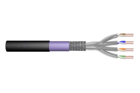 Digitus Kabel instalacyjny zewnętrzny suchy kat.7, S/FTP, AWG 23/1, PE, 1000m, czarny, szpula Digitus Kabel instalacyjny zewnętrzny suchy kat.7, S/FTP, AWG 23/1, PE, 1000m, czarny, szpula