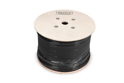 Digitus Kabel instalacyjny zewnętrzny suchy kat.7, S/FTP, AWG 23/1, PE, 1000m, czarny, szpula Digitus Kabel instalacyjny zewnętrzny suchy kat.7, S/FTP, AWG 23/1, PE, 1000m, czarny, szpula