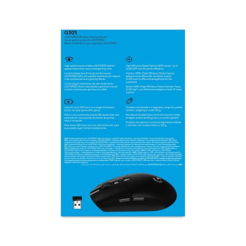 Logitech G G305 myszka Po prawej stronie RF Wireless Optyczny 12000 DPI Logitech G G305 myszka Po prawej stronie RF Wireless Optyczny 12000 DPI