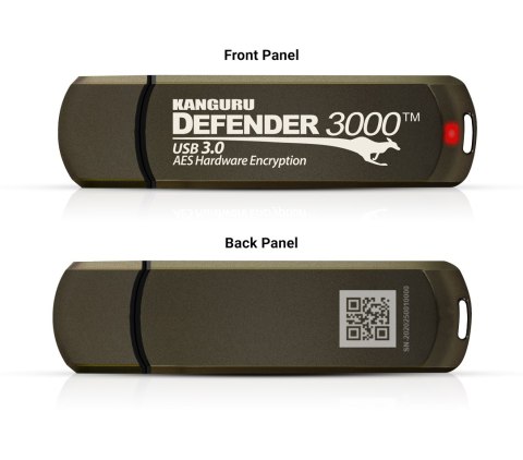 Przenośny dysk Kanguru Solutions Kanguru Defender 3000 - 256 GB - USB Type-C - 3.2 Gen 1 (3.1 Gen 1) - 300 MB/s - Zaślepka - Sza