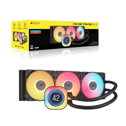 Corsair iCUE LINK TITAN 360 RX LCD Procesor Chłodnica powietrza 12 cm Czarny 1 szt. Corsair iCUE LINK TITAN 360 RX LCD Procesor Chłodnica powietrza 12 cm Czarny 1 szt.