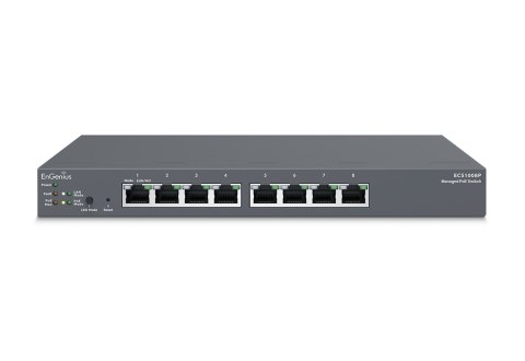 EnGenius ECS1008P łącza sieciowe Zarządzany L2 Gigabit Ethernet (10/100/1000) Obsługa PoE Czarny