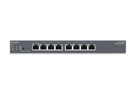 EnGenius ECS1008P łącza sieciowe Zarządzany L2 Gigabit Ethernet (10/100/1000) Obsługa PoE Czarny