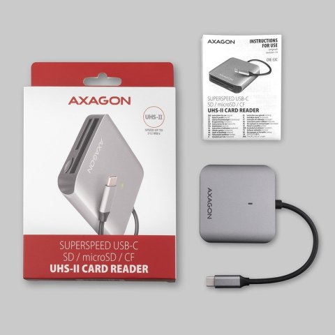 Axagon CRE-S3C czytnik kart USB 3.2 Gen 1 (3.1 Gen 1) Type-C Szary Axagon CRE-S3C czytnik kart USB 3.2 Gen 1 (3.1 Gen 1) Type-C Szary