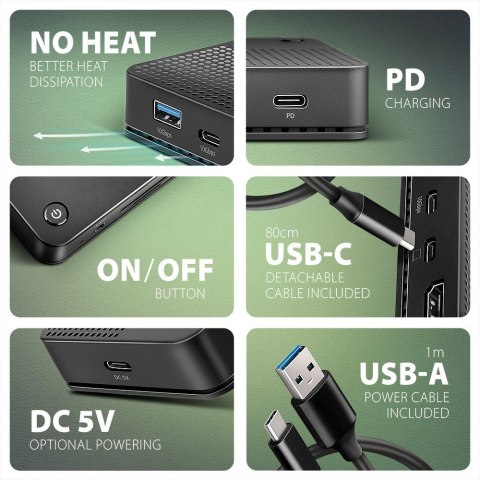 Axagon HMC-U4 stacja dokująca Przewodowa USB4 Czarny