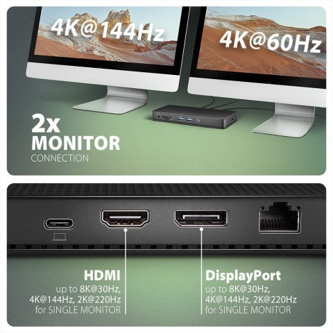 Axagon HMC-U4 stacja dokująca Przewodowa USB4 Czarny