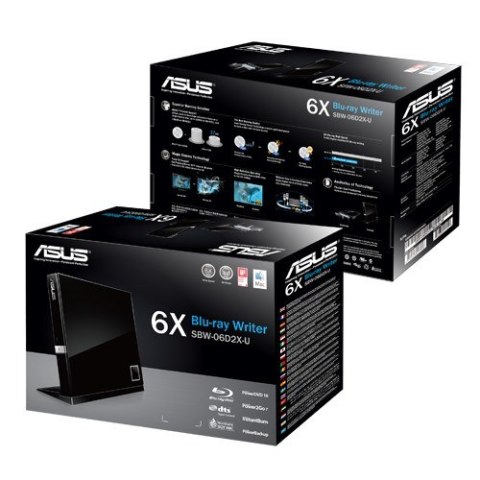 Nagrywarka ASUS SBW-06D2X-U SBW-06D2X-U/BLK/G/AS (SATA, USB 3.0; zewnętrzna)