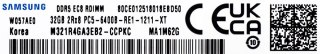 Samsung RDIMM DDR5 32GB 2Rx8 6400MHz PC5-51200 ECC REGISTERED M321R4GA3EB2-CCP