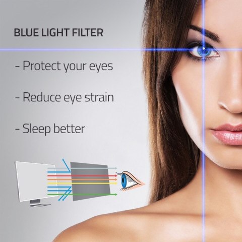 Filtr światła niebieskiego Qoltec 51076 24" 16:9 (Ochrona wzroku | Anti Glare | Matowy | na monitor)