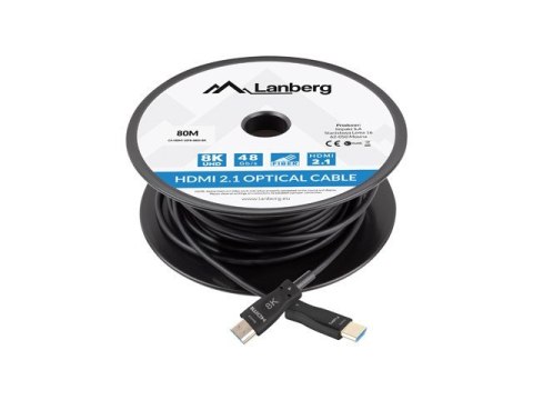 LANBERG KABEL HDMI M/M V2.1 80M 8K OPTYCZNY AOC CA-HDMI-30FB-0800-BK LANBERG KABEL HDMI M/M V2.1 80M 8K OPTYCZNY AOC CA-HDMI-30FB-0800-BK