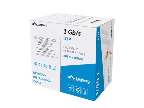 LANBERG KABEL UTP 1GB/S 305M DRUT CCA POMARAŃCZOWY LANBERG KABEL UTP 1GB/S 305M DRUT CCA POMARAŃCZOWY