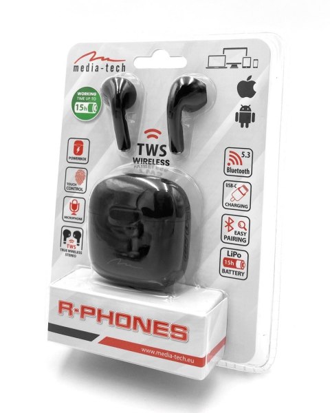 Słuchawki Media tech MT3589K (douszne; Bluetooth; z wbudowanym mikrofonem; kolor czarny Słuchawki Media tech MT3589K (douszne; Bluetooth; z wbudowanym mikrofonem; kolor czarny