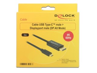 DeLOCK 85256 adapter kablowy 2 m USB Type-C DisplayPort Czarny