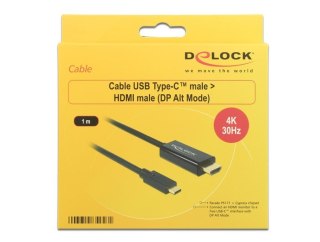 DeLOCK 85258 adapter kablowy 1 m USB Type-C HDMI Czarny