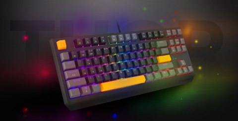 GENESIS Thor 230 TKL klawiatura Gaming USB + RF Wireless + Bluetooth QWERTY Czarny, Szary, Pomarańczowy