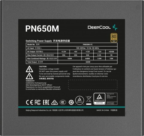 DeepCool PN650M moduł zasilaczy 650 W 20+4 pin ATX ATX Czarny