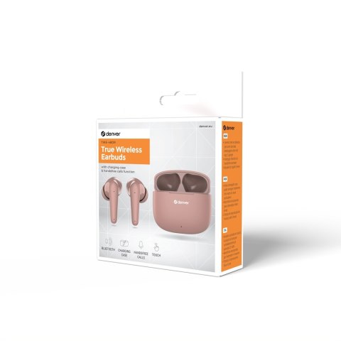 Denver TWE-48DR Zestaw słuchawkowy True Wireless Stereo (TWS) Douszny Połączenia/muzyka Bluetooth Różowy