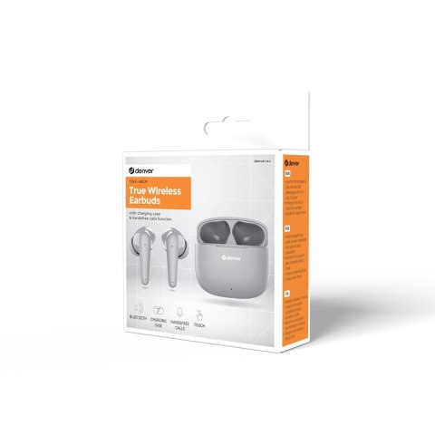 Denver TWE-48GR Zestaw słuchawkowy True Wireless Stereo (TWS) Douszny Połączenia/muzyka Bluetooth Szary