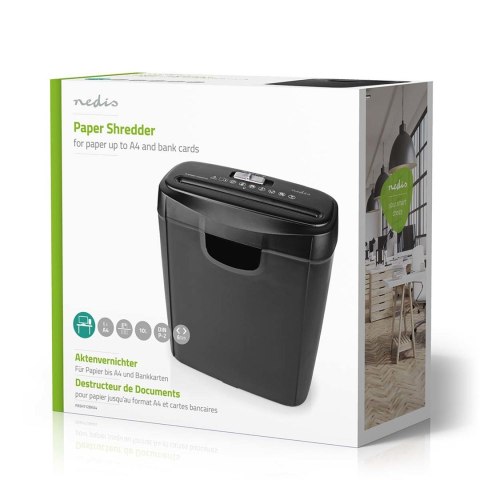Niszczarka do papieru Nedis 10l DIN P-2 190W Czarna