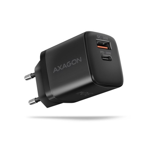 Axagon ACU-PQ30 Ladegerät QC3.0, 4.0/AFC/FCP/PPS/Apple+ PD USB-C, 30W - schwarz - Kompaktes Ladegerät - 1x USB-C und 1x USB-A Te Axagon ACU-PQ30 Ladegerät QC3.0, 4.0/AFC/FCP/PPS/Apple+ PD USB-C, 30W - schwarz - Kompaktes Ladegerät - 1x USB-C und 1x USB-A Te