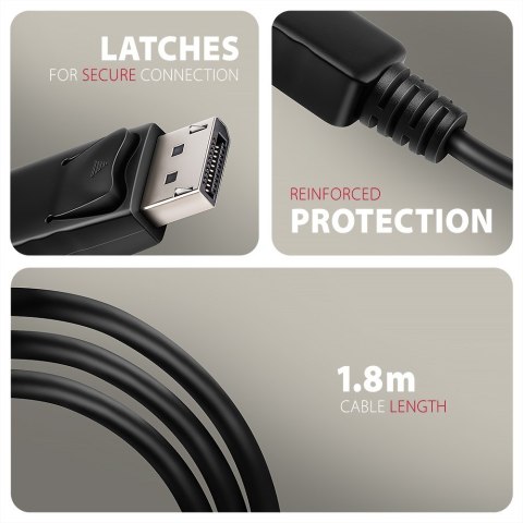 Axagon RVD-HI20C2 adapter kablowy 1,8 m DisplayPort HDMI Czarny