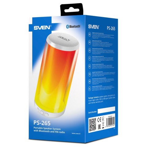 SVEN PS-265 głośnik przenośny / imprezowy Głośnik mono przenośny Biały 10 W SVEN PS-265 głośnik przenośny / imprezowy Głośnik mono przenośny Biały 10 W