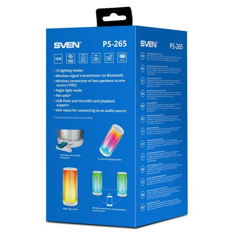 SVEN PS-265 głośnik przenośny / imprezowy Głośnik mono przenośny Biały 10 W SVEN PS-265 głośnik przenośny / imprezowy Głośnik mono przenośny Biały 10 W