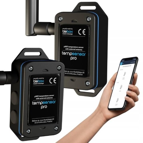 BLEBOX tempSensor pro V2 moduł i/o WiFi 4x wej. 1-wire z zew. Anteną BLEBOX tempSensor pro V2 moduł i/o WiFi 4x wej. 1-wire z zew. Anteną
