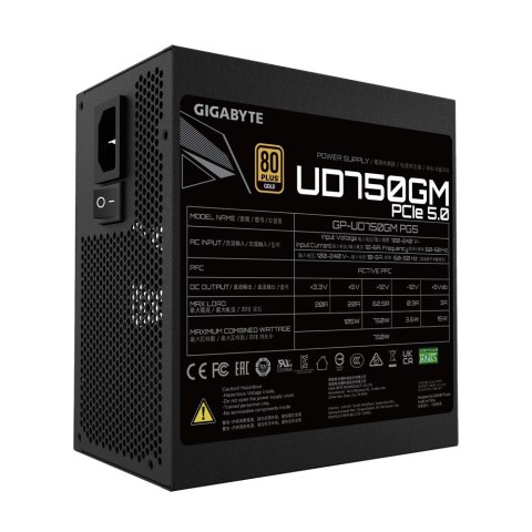 GIGABYTE UD750GM PG5 moduł zasilaczy 750 W 20+4 pin ATX ATX Czarny GIGABYTE UD750GM PG5 moduł zasilaczy 750 W 20+4 pin ATX ATX Czarny