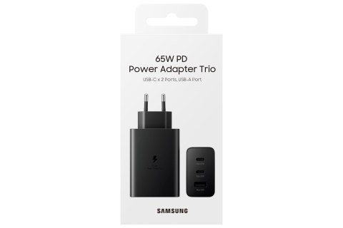 Ładowarka sieciowa SAMSUNG Trio EP-T6530 65W PD 1x USB-A, 2x USB-C (EP-T6530NBEGEU) Czarny Ładowarka sieciowa SAMSUNG Trio EP-T6530 65W PD 1x USB-A, 2x USB-C (EP-T6530NBEGEU) Czarny