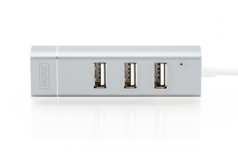 HUB 3-portowy USB 2.0 HighSpeed z Typ C oraz LANFast Ethernet LAN adapter, aluminium HUB 3-portowy USB 2.0 HighSpeed z Typ C oraz LANFast Ethernet LAN adapter, aluminium