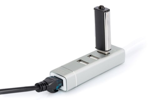 HUB 3-portowy USB 2.0 HighSpeed z Typ C oraz LANFast Ethernet LAN adapter, aluminium HUB 3-portowy USB 2.0 HighSpeed z Typ C oraz LANFast Ethernet LAN adapter, aluminium